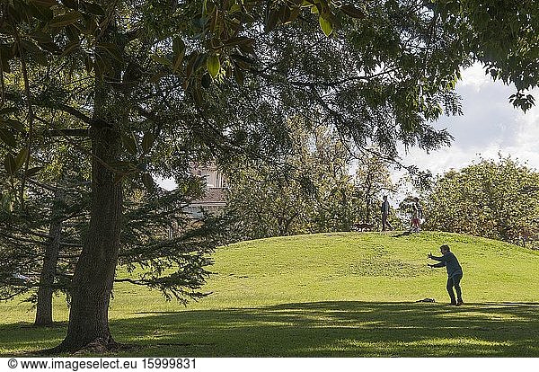 Unaffected by the COVID-19 lockdown  a man practises tai chi at Landcox Park  East Brighton  Melbourne  Australia.