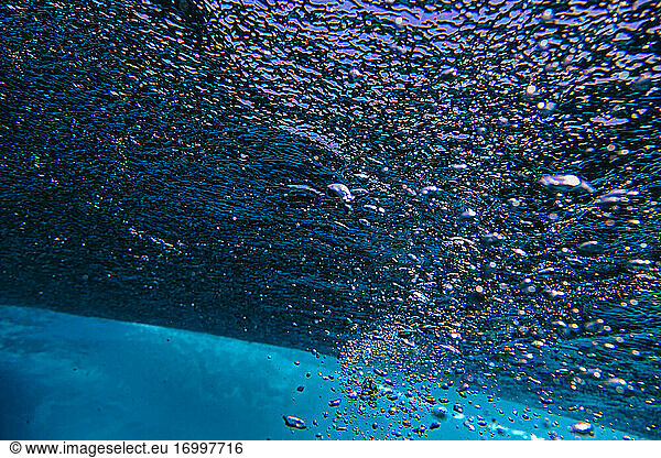 Undersea view of rising bubbles