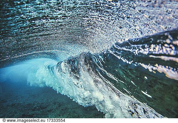 Underwater view of ocean wave