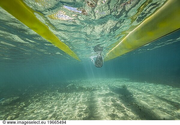 Underwater view of paddleboarding