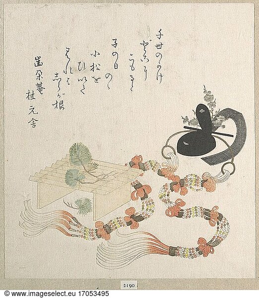 Unidentified Artist. Print  ca. 1768–1868. Edo period (1615–1868).
Polychrome woodblock print (surimono); ink and color on paper  20 × 18.3 cm.
Inv. Nr. JP2190
New York  Metropolitan Museum of Art.