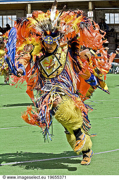 Unidentified dance competitor  PowWow  Blackfeet Indian Reservation  Browning  Montana.