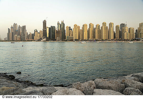 United Arab Emirates  Dubai  Skyline of coastal apartments