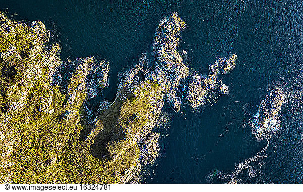 United Kingdom  Scotland  Northwest Highlands  aerial view of rocky coast