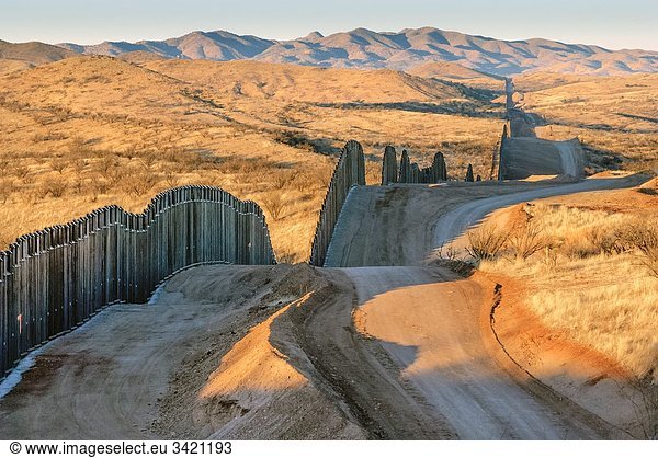 United States border fence  US/Mexico border  Nogales  Arizona USA