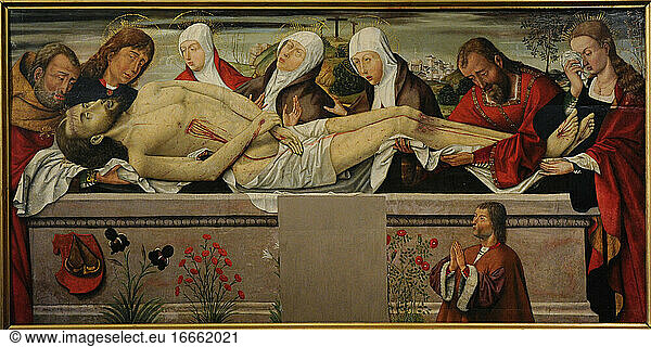Unknown Spanish painter of 15th century. Castilian School. The Entombment. Late XV century. The State Hermitage Museum. Saint Petersburg. Russia.