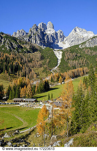 Unterhof Alm in valley of Gosaukamm mountain chain