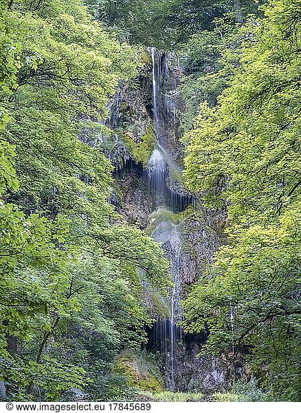 Urach Waterfall near Bad Urach in the Maize Valley  Swabian Alb  Bad Urach  Baden-Württemberg  Germany  Europe