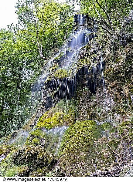 Urach Waterfall near Bad Urach in the Maize Valley  Swabian Alb  Bad Urach  Baden-Württemberg  Germany  Europe