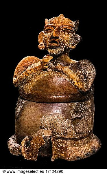 Urne aus Keramik  Archäologisches Museum  Mayastadt  Copan  Honduras  Mittelamerika