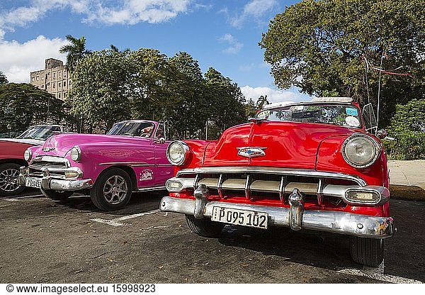 US classic cars from the 1950s can be hired for touristic city tours. Havana  Cuba.
