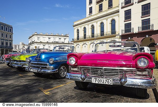 US classic cars from the 1950s can be hired for touristic city tours. Havana  Cuba.