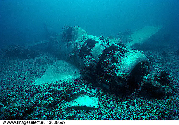 US Hellcat Fighter sunk during World War II  Vonavona Lagoon  Solomon Islands.