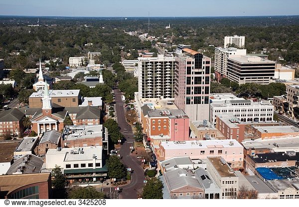 USA,  Florida,  Tallahassee,  elevated city view from the State Capitol Building