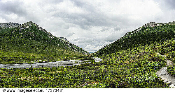 USA  Alaska  Panoramic view of mountain landscape