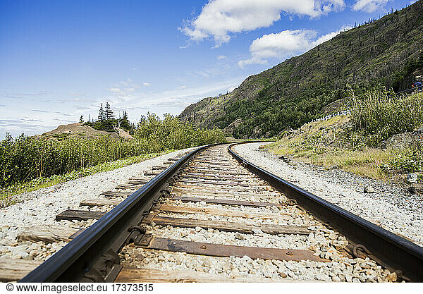 USA  Alaska  Railroad track in mountains