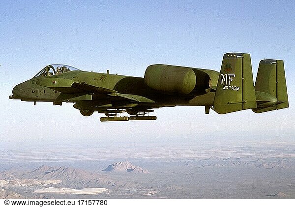 USA -- 1975 -- An A-10 Thunderbolt in flight. These aircraft are primarily used for air to ground attacks. US Air Force photo -- Picture by Lightroom Photos / USAF *NB This image is not retouched for dust and acratches.