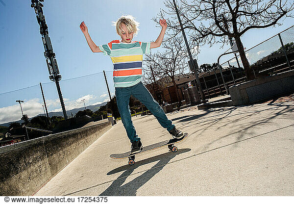USA  California  Big Sur  Boy skateboarding in skate park