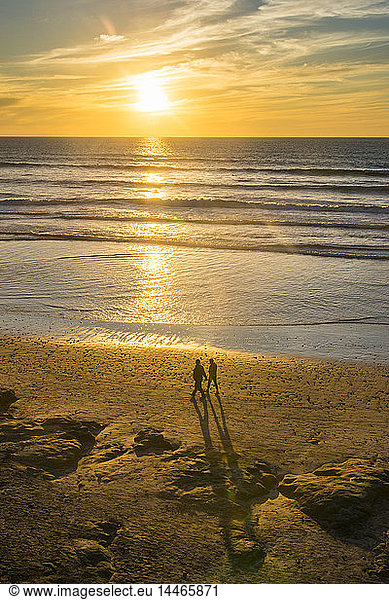 USA  California  Del Mar  beach with couple at sunset