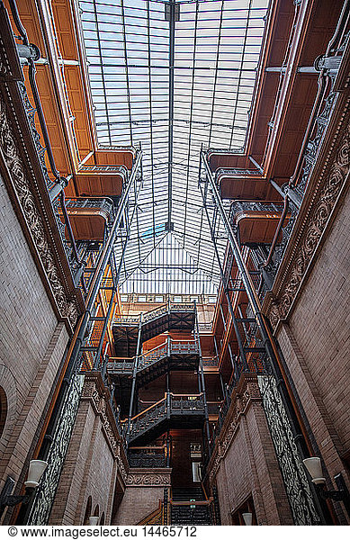 USA  California  Los Angeles  interior of Bradbury Building