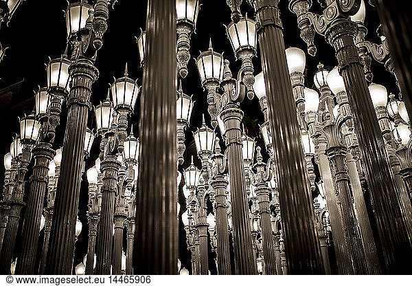 USA  California  Los Angeles  Los Angeles County Museum of Art  art installation with street lanterns
