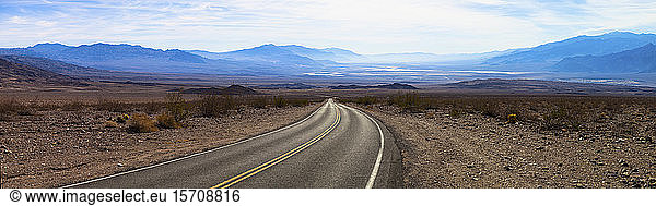 USA  California  Panorama of empty highway in Death Valley