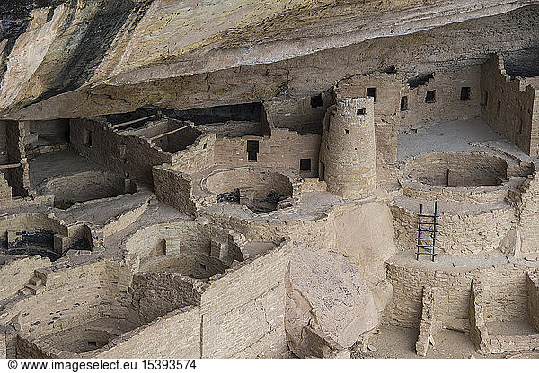USA Colorado Mesa-Verde-Nationalpark Klippenpalast Indianer-Wohnhaus