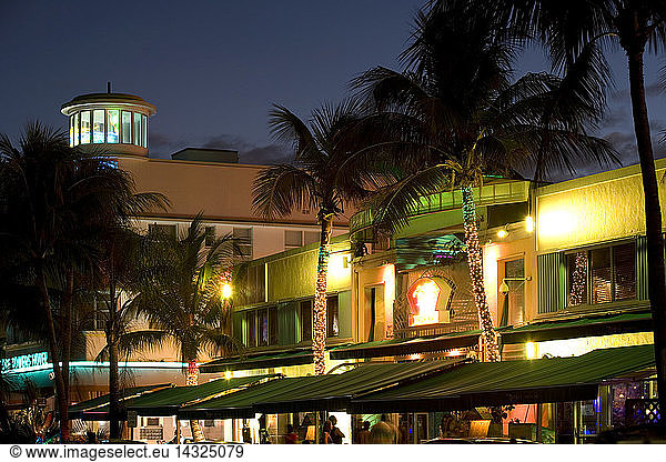 USA  florida  miami  miami beach  SoBe  neon lights and night life along Ocean Drive