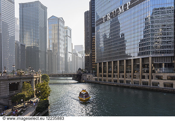 USA  Illinois  Chicago  Chicago River  Trump Tower  high-rise buildings