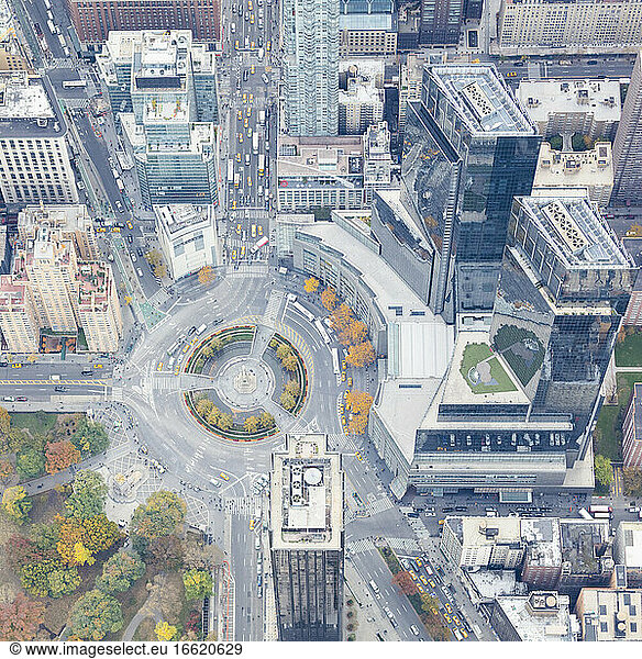 USA  New York  New York City  Columbus Circle  hoher Blickwinkel