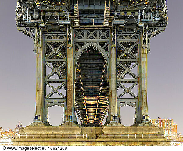 USA  New York  New York City  Manhattan Bridge  low angle view