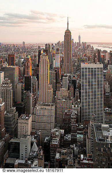 USA  New York  New York City  Midtown Manhattan at dusk