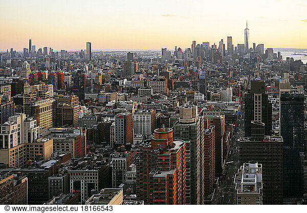 USA  New York  New York City  Midtown Manhattan at sunset