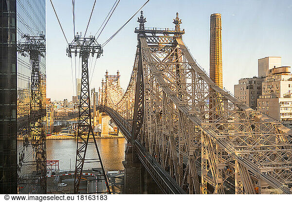 USA  New York  New York City  Queensboro Bridge at dusk