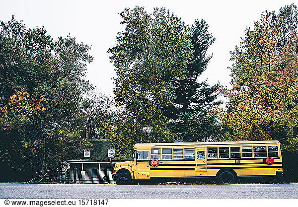 USA  New York  New York City  Schulbus auf der Straße
