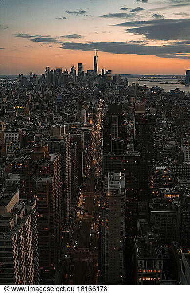 USA  New York  New York City  View of Manhattan at dusk