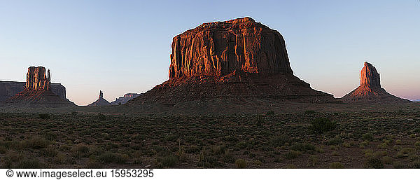 USA  Panorama of Merrick Butte at dusk