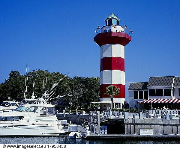 USA  South Carolina  Hilton Head Island  lighthouse  Harbour Town  harbour town with lighthouse (1970) Hilton Head Island  North America