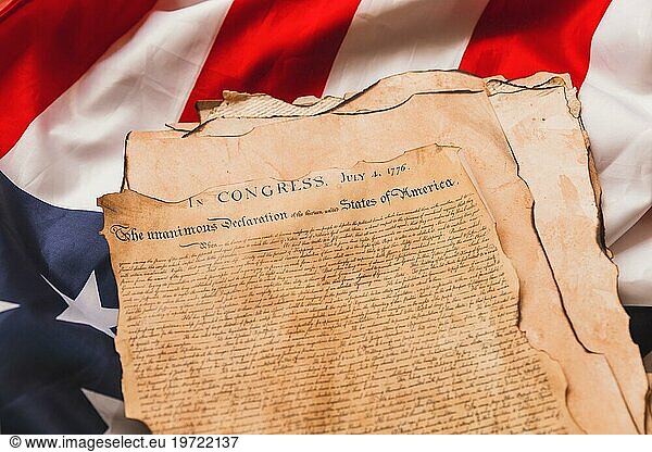 Usa Unabhängigkeitstag Konzept mit alter Erklärung