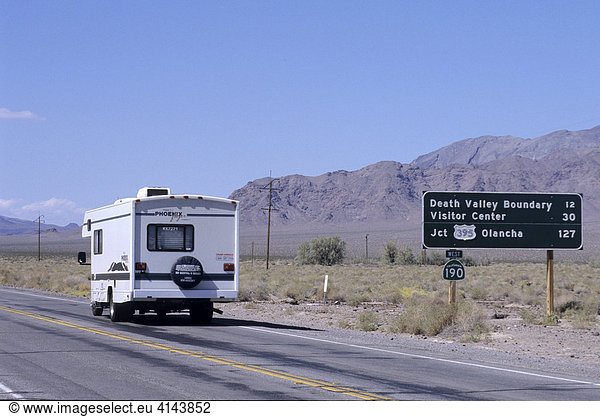 USA  United States of America  California: Death Valley National Park. Traveliing in a Motorhome  RV  through the west of the US.