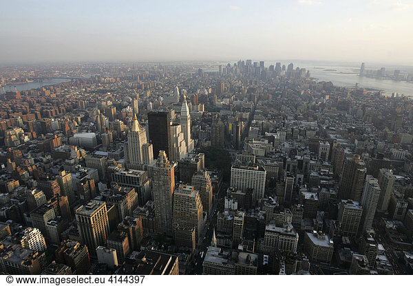 USA  United States of America  New York City: View of midtown Manhattan to downtown  from the Empire State Building.