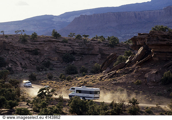 USA  United States of America  Utah: Canionlands National Park Traveliing in a Motorhome  RV  through the west of the US.