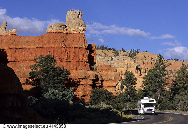 USA  United States of America  Utah: Red Rock Canyon Traveliing in a Motorhome  RV  through the west of the US.