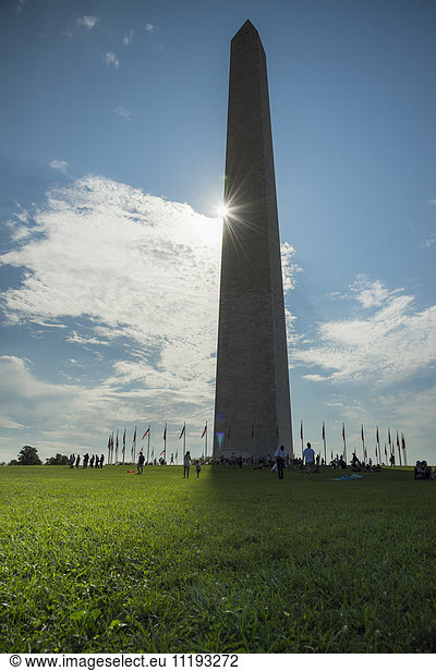 USA  Washington  D.C.  Washington Monument in backlight