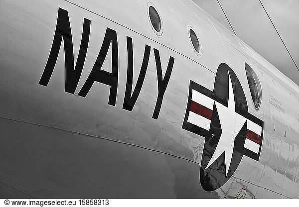 USAF NAVY text on aircraft fuselage