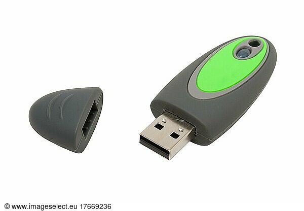 Usb flash drive in rubber coating isolated on white background