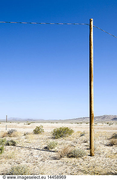 Utility Pole in Desert  Twenty Nine Palms  Mojave Desert  California