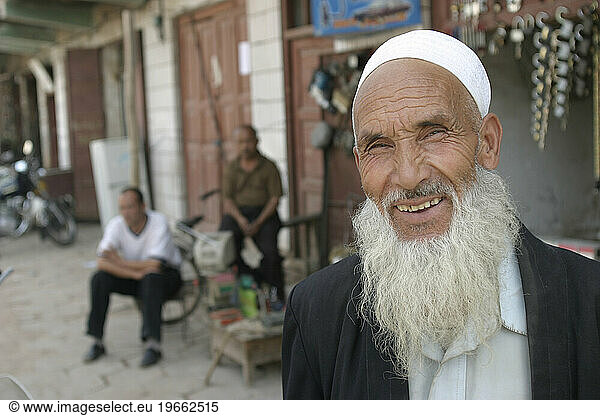 Uyghur man smiling in Kashgar