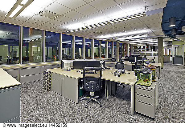 Vacant office at night
