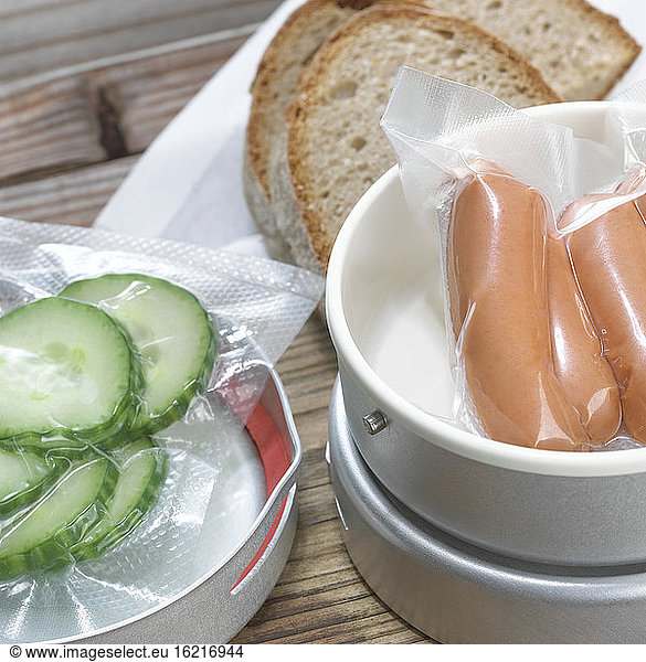 Vacuum packed food  close-up